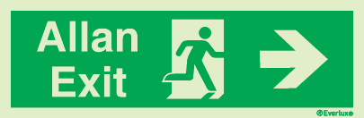 Evacuation sign, exit, arrow right welsh/english