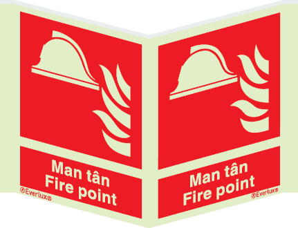Fire-fighting equipment sign, fire point panoramic welsh/english