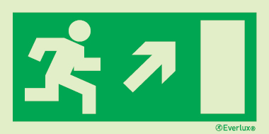 Emergency escape route sign, European Directive 92/58/EEC, arrow up right