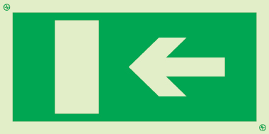 Emergency escape route sign, European Directive 92/58/EEC, arrow left