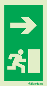 Emergency escape route sign, Vertical profile signs European council directive 92/58/EEC, Arrow right