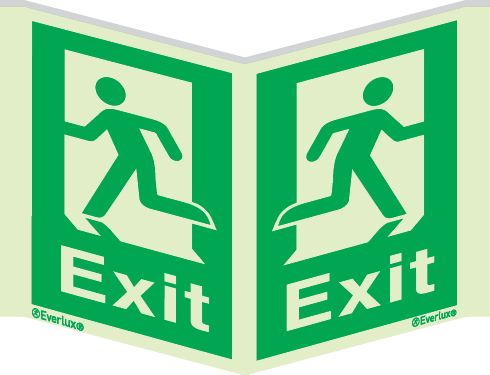 Emergency escape route sign, Panoramic signs wall mounted vertical, Exit