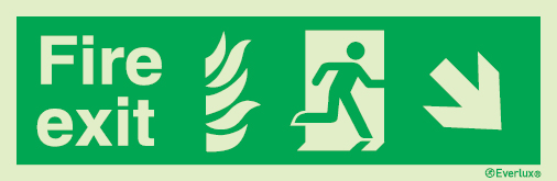 Emergency escape route sign, NHS Escape route signs, Fire exit down right