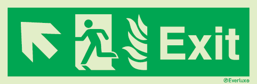 Emergency escape route sign, NHS Escape route signs, Exit up left