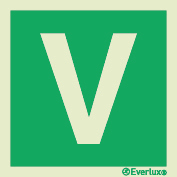 Emergency escape route signs, Numbers and letters to be used in conjunction with assembly point signs, "V"