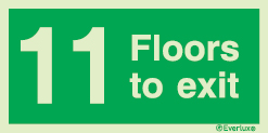 Rigid PVC stairwell signs, 11 Floors to exit
