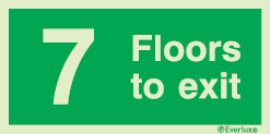 Rigid PVC stairwell signs, 7 Floors to exit