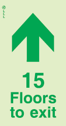 Low Location Lighting, Polycarbonate self-adhesive floor remaining signs, 15 floors to exit