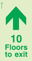 Low Location Lighting, Polycarbonate self-adhesive floor remaining signs, 10 floors to exit