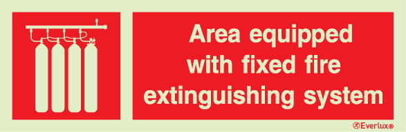 Fire-fighting equipment signs, Area equipped with fixed fire extinguishing system