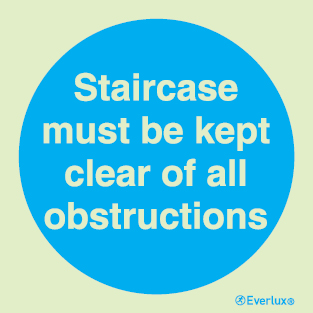 Mandatory signs, Fire door signs, Staircase must be kept clear of all obstructions