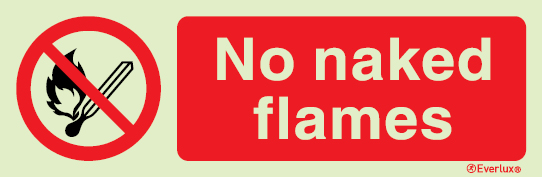 Prohibition signs, signs prohibiting dangerous actions, No naked flames