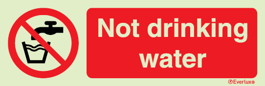Prohibition signs, signs prohibiting dangerous actions, Not drinking water