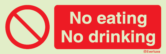 Prohibition signs, signs prohibiting dangerous actions, No eating or drinking