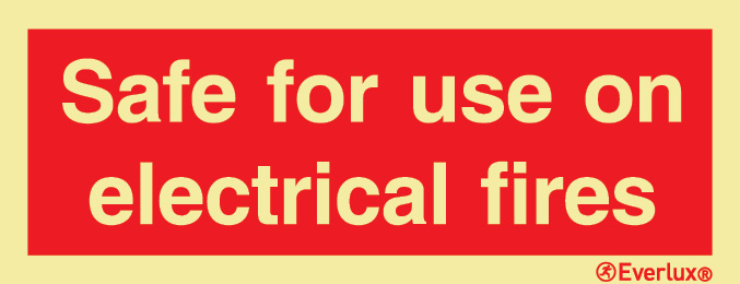 Self-adhesive signs, Fire extinguisher identification labels, Safe for use on electrical fires
