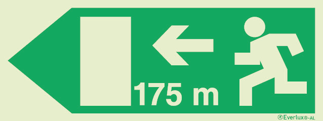 Signs for tunnels, Emergency escape route signs, left 175m