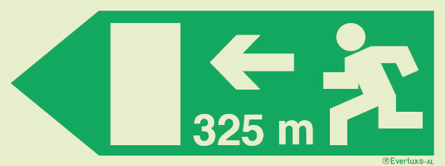 Signs for tunnels, Emergency escape route signs, left 325m