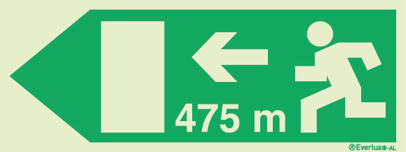 Signs for tunnels, Emergency escape route signs, left 475m