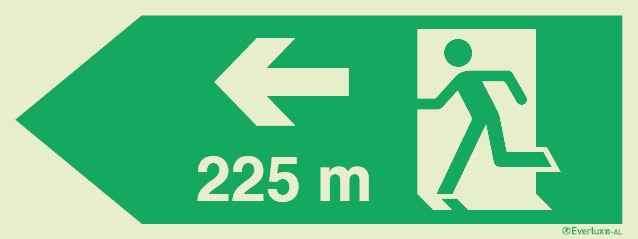 Signs for tunnels, Emergency escape route signs, left 225m