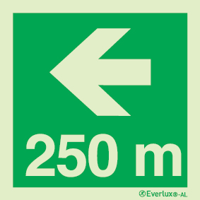 Signs for tunnels, Safe condition, Directional arrow left 250m