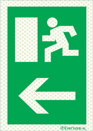 Reflecto-luminescent signs, Emergency escape route signs, left