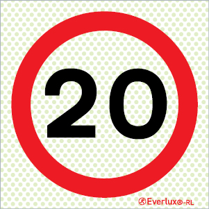 Reflecto-luminescent signs, Car park signs, 20 speed limit