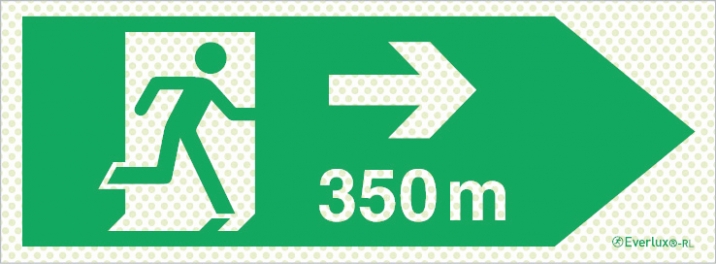 Reflecto-luminescent signs, Emergency escape route, Right350m