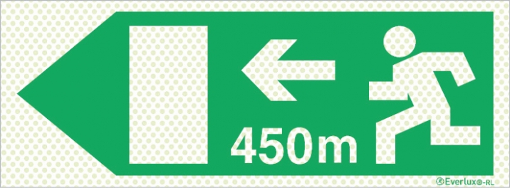 Reflecto-luminescent signs, Emergency escape route, Left 450m