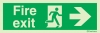 Emergency escape route sign, british standard escape route with text arrow right