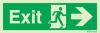 Emergency escape route sign, british standard escape route with text arrow right