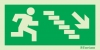Emergency escape route sign, European Directive 92/58/EEC, arrow down right stairs