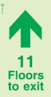 Low Location Lighting, Polycarbonate self-adhesive floor remaining signs, 11 floors to exit