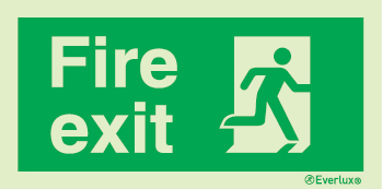 Emergency escape route sign, british standard composite escape route sign, fire exit
