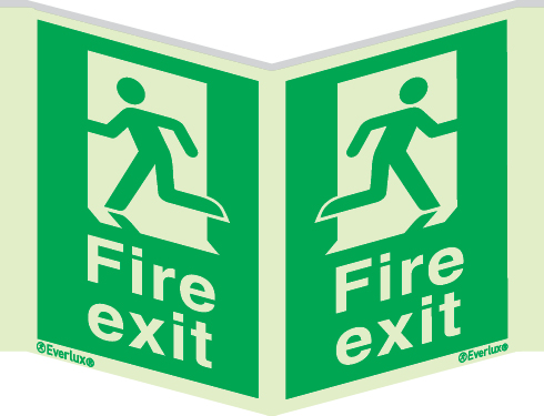 Emergency escape route sign, Panoramic signs wall mounted vertical, Fire exit