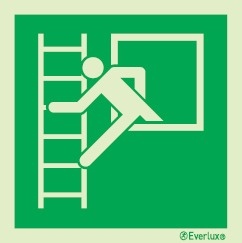 Emergency escape route sign, Safe condition signs, Emergency escape ladder left