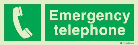 Emergency escape route sign, Safe condition signs, Emergency telephone