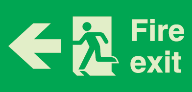 Emergency escape route sign, Self-adhesive decals for luminaires, Fire exit left