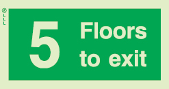 Low Location Lighting, Rigid PVC stairwell signs, 5 Floors to exit