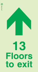 Low Location Lighting, Polycarbonate self-adhesive floor remaining signs, 13 floors to exit