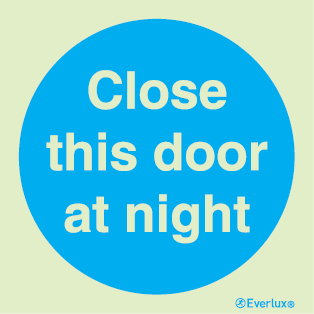 Mandatory signs, Fire door signs, Close this door at night