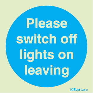Mandatory signs, Fire door signs, Please switch off lights on leaving