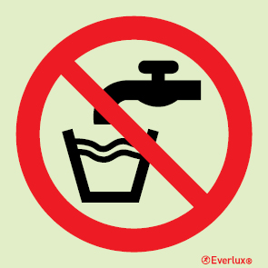 Prohibition signs, signs prohibiting dangerous actions, Not drinking water