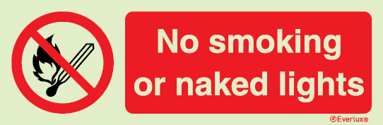 Prohibition signs, signs prohibiting dangerous actions, No smoking or naked lights