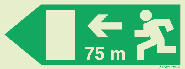 Signs for tunnels, Emergency escape route signs, left 75m