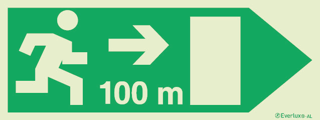 Signs for tunnels, Emergency escape route signs, right 100m
