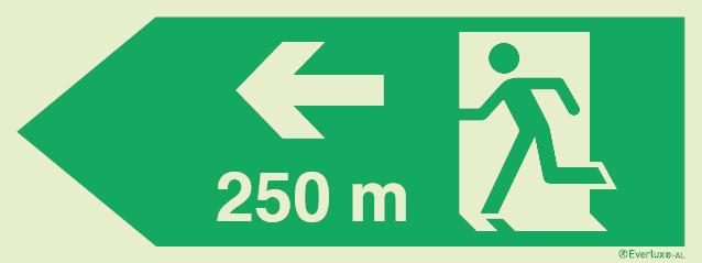 Signs for tunnels, Emergency escape route signs, left 250m