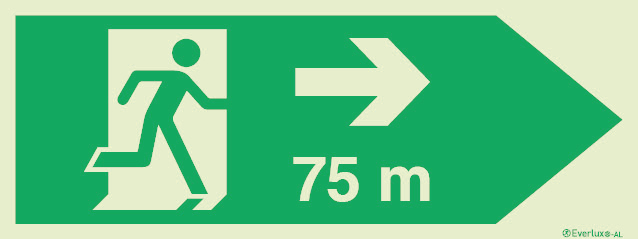 Signs for tunnels, Emergency escape route signs, right 75m