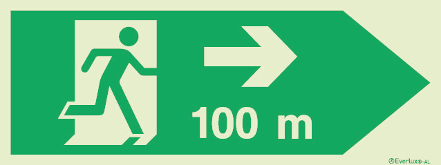 Signs for tunnels, Emergency escape route signs, right 100m
