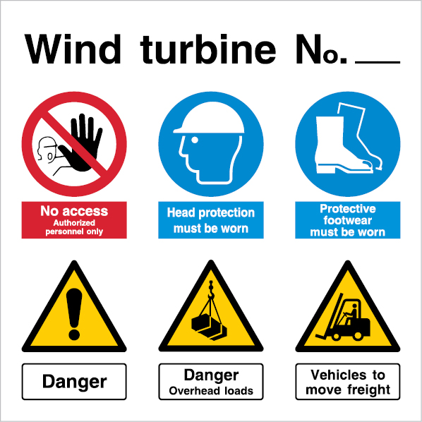 Signs for wind turbines, Specific for wind farms