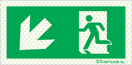 Reflecto-luminescent signs, Emergency escape route signs, down left